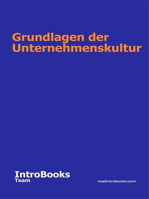 cover image of Grundlagen der Unternehmenskultur